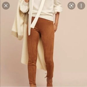 ANTHROPOLOGIE Brown Faux‎ Suede Pull on Pants Sz 27